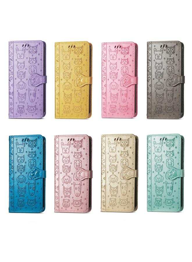 S-TOP Case For OPPO A97 5G Cat and Dog Embossed Leather Phone Case - Image 5