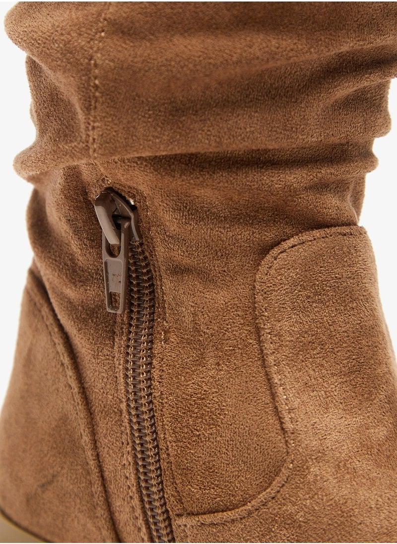shoexpress - Solid High Cut Boots with Zip Closure - Image 1