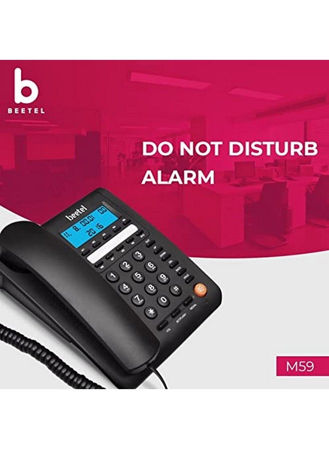 Beetel هاتف أرضي سلكي Beetel M59 مع معرف المتصل وشاشة LCD 16 رقم وقابلية ضبط التباين، 10 أزرار ذاكرة لمسة واحدة، هاتف مكبر صوت ثنائي الاتجاه، موسيقى أثناء الانتظار، جودة بناء متينة، تصميم كلاسيكي (أسود)(M59) - Image 3