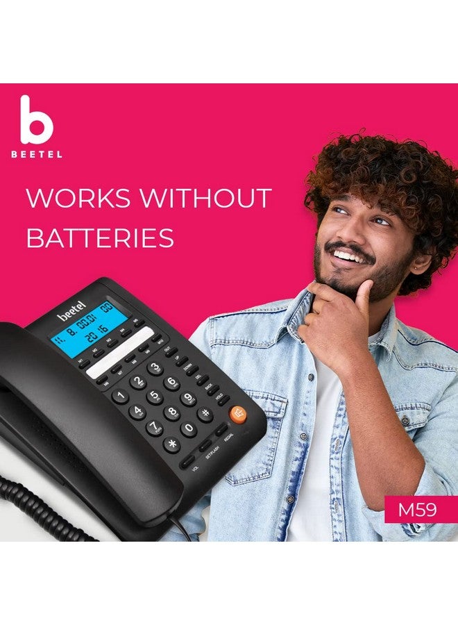 Beetel هاتف أرضي سلكي Beetel M59 مع معرف المتصل وشاشة LCD 16 رقم وقابلية ضبط التباين، 10 أزرار ذاكرة لمسة واحدة، هاتف مكبر صوت ثنائي الاتجاه، موسيقى أثناء الانتظار، جودة بناء متينة، تصميم كلاسيكي (أسود)(M59) - Image 4