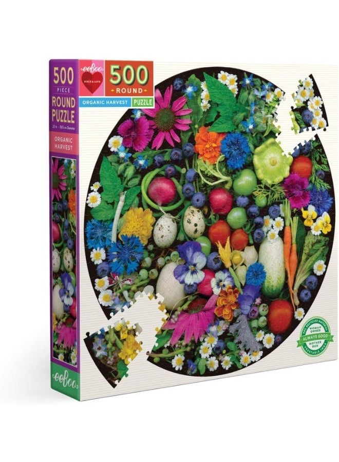 eeBoo Piece and Love Organic Harvest 500 piece round circle adult Jigsaw Puzzle