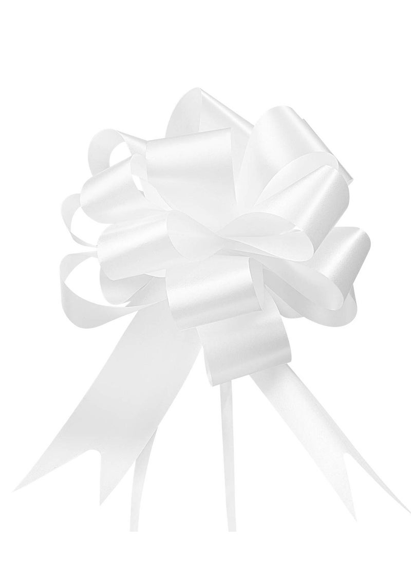 KASTWAVE Pull Bow, 30PCS Gift Wrap Pull Bow Ribbon, White Ribbon Pull Bow, White Gift Bow Gift, Bow Pull Ribbon for Gift Wrap, Bouquet, Gift Basket, Birthday, Wedding, Valentine's Day Gift Decoration  - Image 1