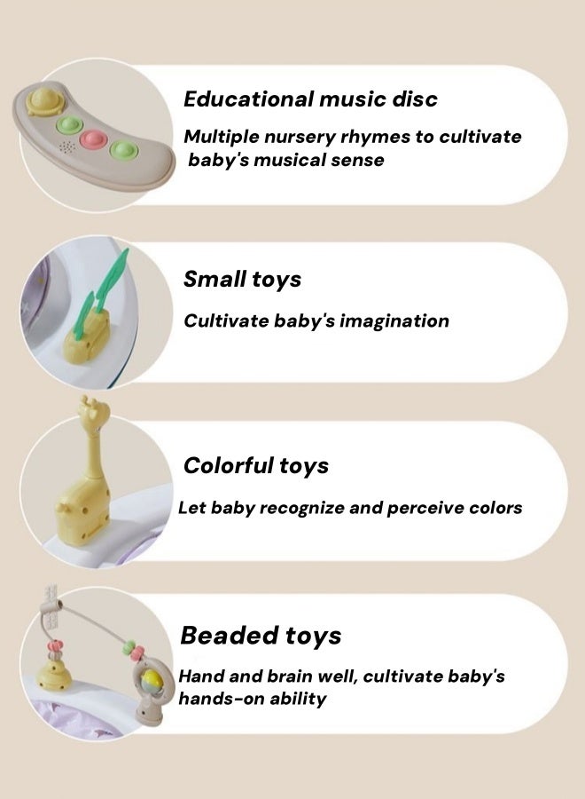 الدليبن مشاية أطفال، مشاية أطفال قابلة للطي بلمسة واحدة، مع صينية ولعبة موسيقية، هيكل دائري مضاد للتدحرج بست عجلات، 4 سرعات لضبط الارتفاع، مع طبق عشاء كبير وفرامل، للأطفال من عمر 6 إلى 18 شهرًا (وردي) - Image 3