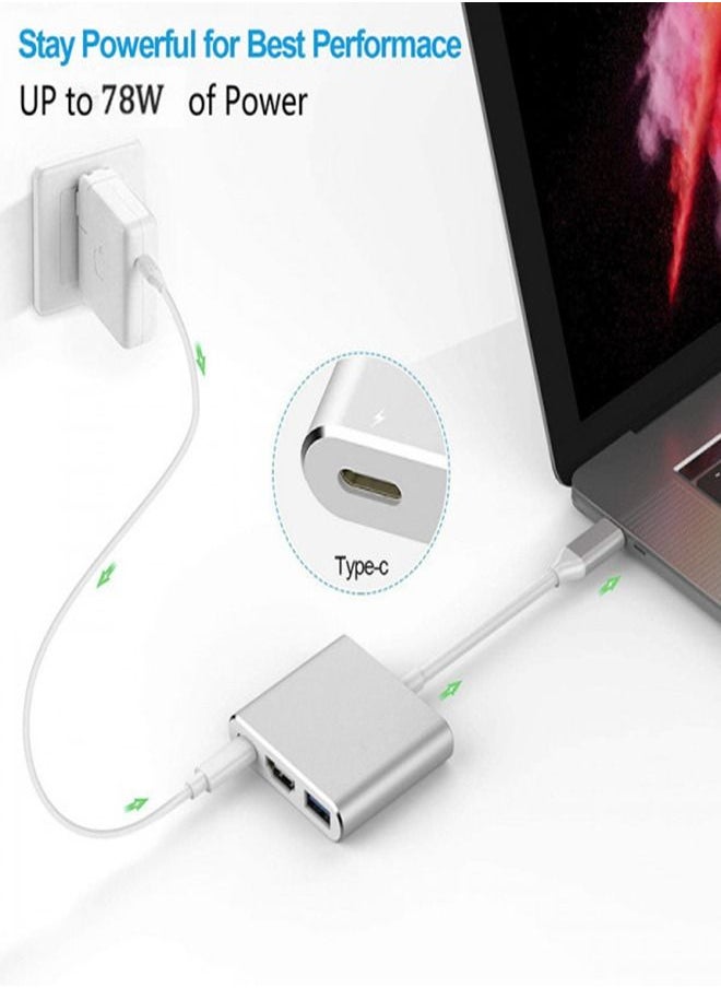 Generic - USB-C to HDMI Adapter 4K with USB 3.0 Port and USB C Charging Port Compatible for MacBook - Image 1