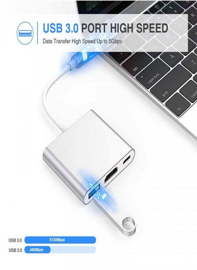 Generic - USB-C to HDMI Adapter 4K with USB 3.0 Port and USB C Charging Port Compatible for MacBook - Image 1