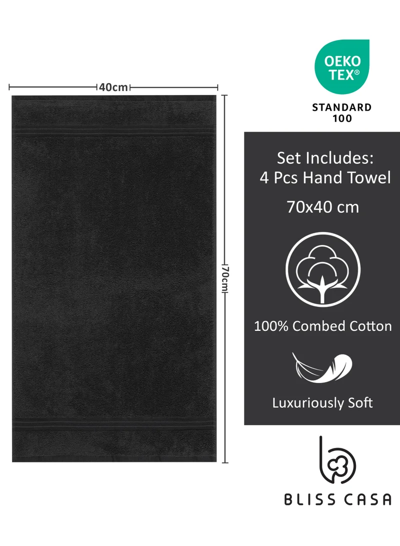 Bliss Casa 4-Piece 100% Combed Cotton 600 GSM Quick Dry Highly Absorbent Thick Handroom Soft Hotel Quality For Hand And Spa Hand Towel Set Army Green 40x70cm
