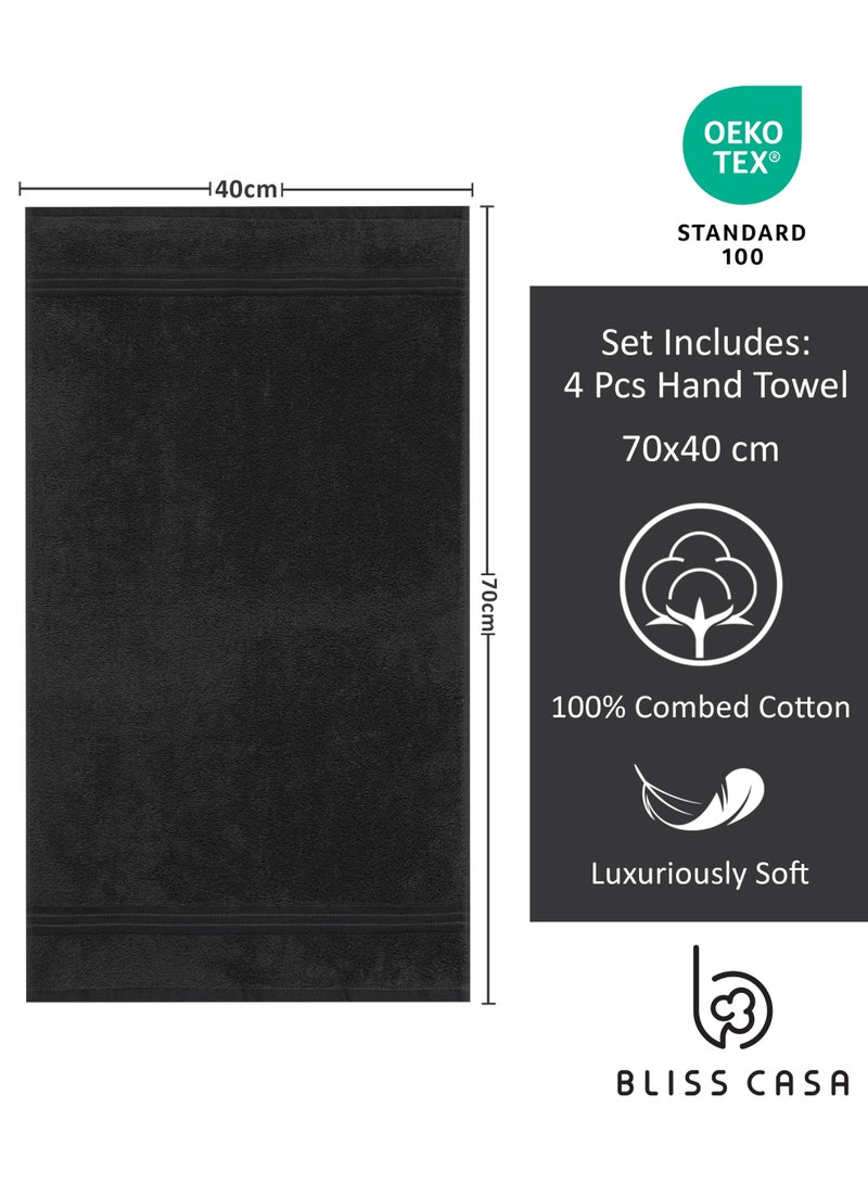 Bliss Casa 100% Combed Cotton 550 GSM Quick Dry Highly Absorbent Thick Soft Hotel Quality For Hand And Spa Hand Towel Set Black 40x70cm - Image 3