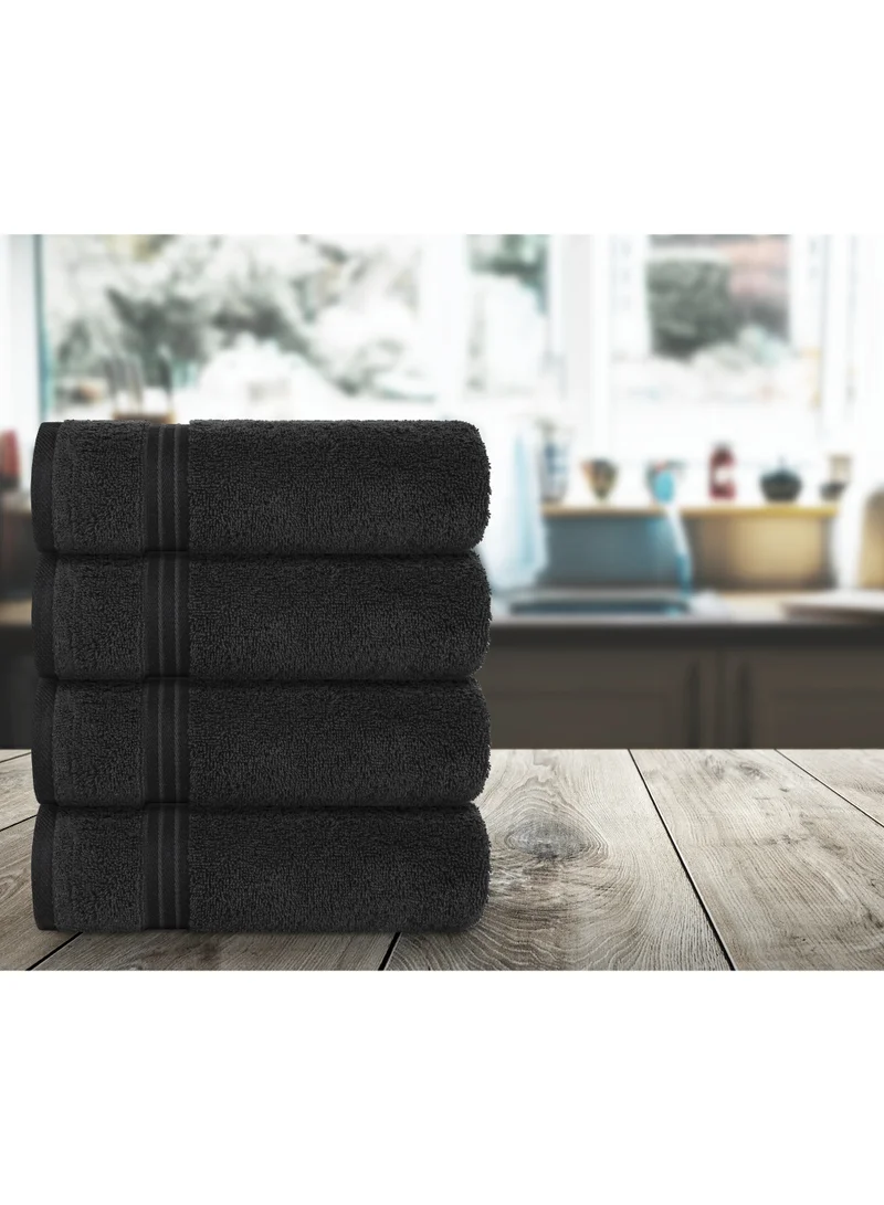 Bliss Casa 4-Piece 100% Combed Cotton 600 GSM Quick Dry Highly Absorbent Thick Handroom Soft Hotel Quality For Hand And Spa Hand Towel Set Army Green 40x70cm