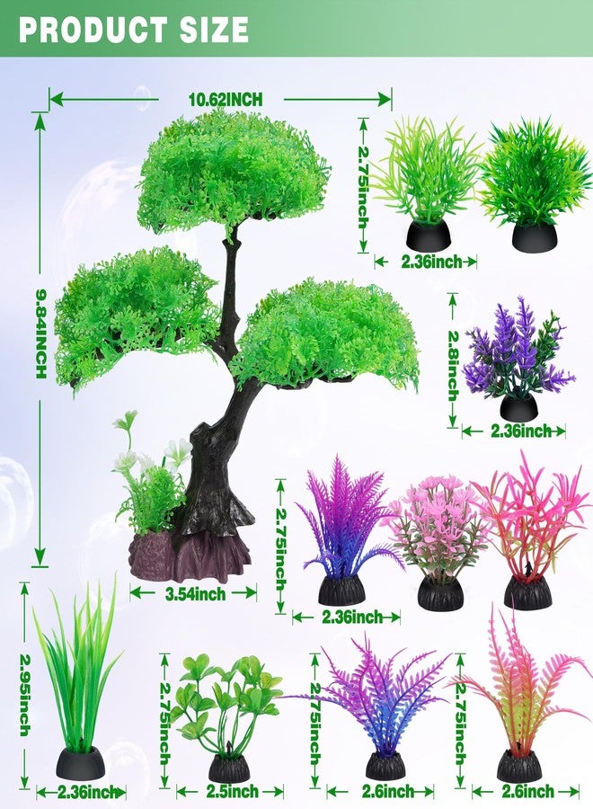 Ameliade Aquarium Artificial Plastic Plants Decoration, Aquarium Tree Decor Set, Goldfish Betta Fish Tank Decorations Hides Accessories (Green) - Image 2