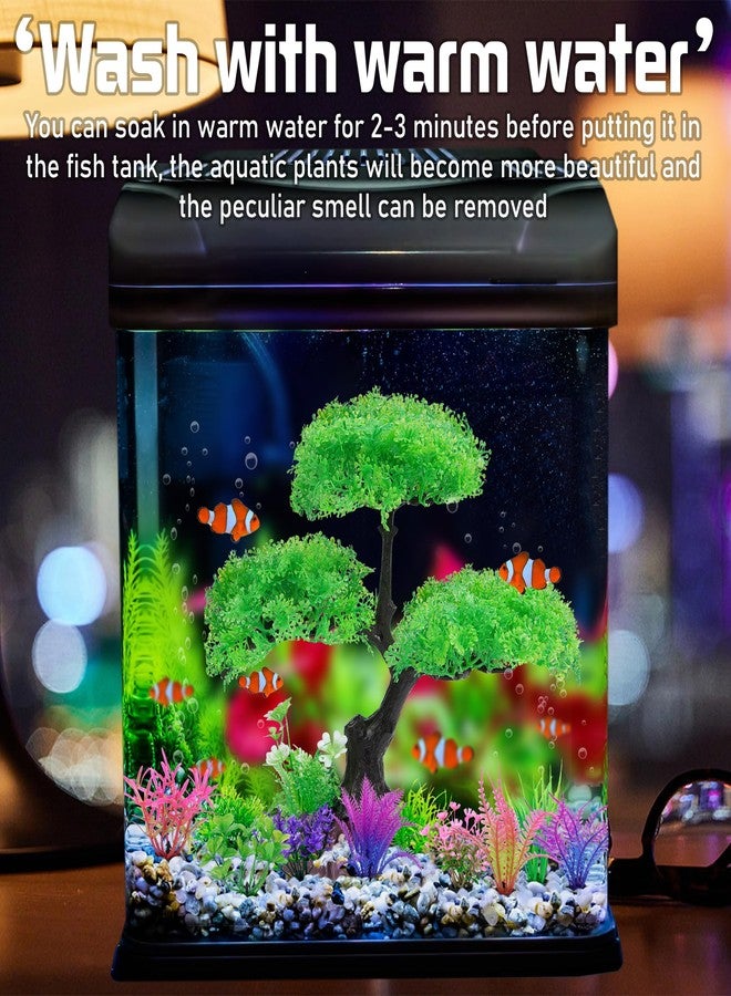 Ameliade Aquarium Artificial Plastic Plants Decoration, Aquarium Tree Decor Set, Goldfish Betta Fish Tank Decorations Hides Accessories (Green) - Image 5