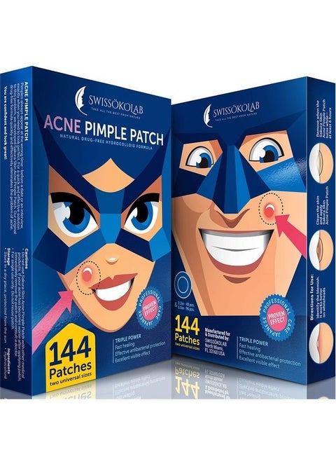 Acne Patch Pimple Patch Hydrocolloid Acne Stickers Absorbing Spot Dot Acne Cover 144 Acne Dots Pimple Sticker Acne Pimple Master Patch Blemish Patches (Acne Patches)