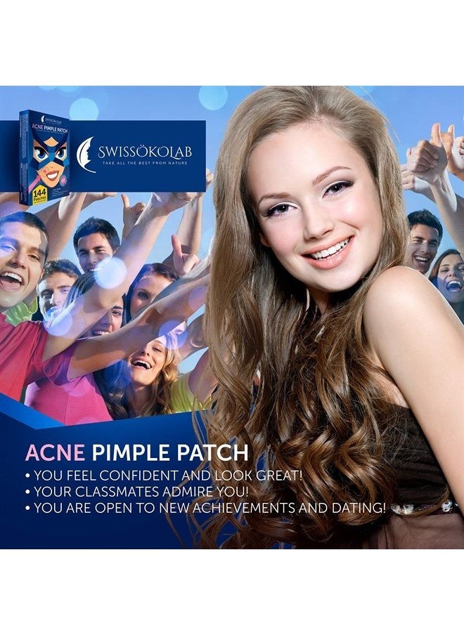 Acne Patch Pimple Patch Hydrocolloid Acne Stickers Absorbing Spot Dot Acne Cover 144 Acne Dots Pimple Sticker Acne Pimple Master Patch Blemish Patches (Acne Patches)