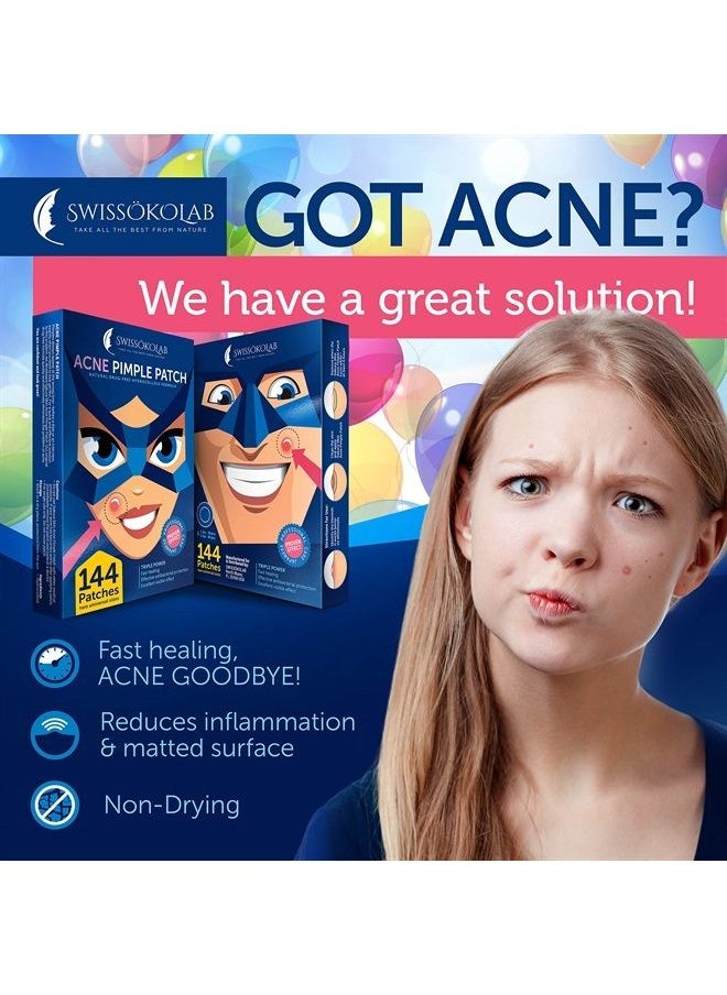 Acne Patch Pimple Patch Hydrocolloid Acne Stickers Absorbing Spot Dot Acne Cover 144 Acne Dots Pimple Sticker Acne Pimple Master Patch Blemish Patches (Acne Patches)
