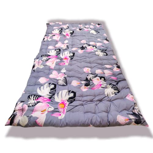 Deevine Craft Soft Cotton Mattress Foldable Light Weight Filled Single Firm Mattress| Gadda (Solid Coloured, 1 Sleeping Capacity, 3 x 6 ft or 72 x 36 Inches) (Grey Floral) - Image 4