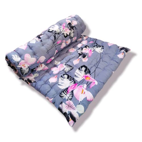 Deevine Craft Soft Cotton Mattress Foldable Light Weight Filled Single Firm Mattress| Gadda (Solid Coloured, 1 Sleeping Capacity, 3 x 6 ft or 72 x 36 Inches) (Grey Floral) - Image 1