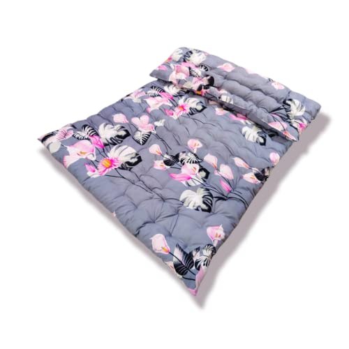 Deevine Craft Soft Cotton Mattress Foldable Light Weight Filled Single Firm Mattress| Gadda (Solid Coloured, 1 Sleeping Capacity, 3 x 6 ft or 72 x 36 Inches) (Grey Floral) - Image 3