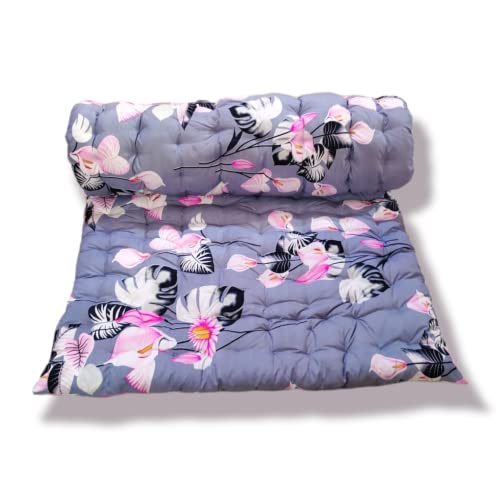 Deevine Craft Soft Cotton Mattress Foldable Light Weight Filled Single Firm Mattress| Gadda (Solid Coloured, 1 Sleeping Capacity, 3 x 6 ft or 72 x 36 Inches) (Grey Floral) - Image 2
