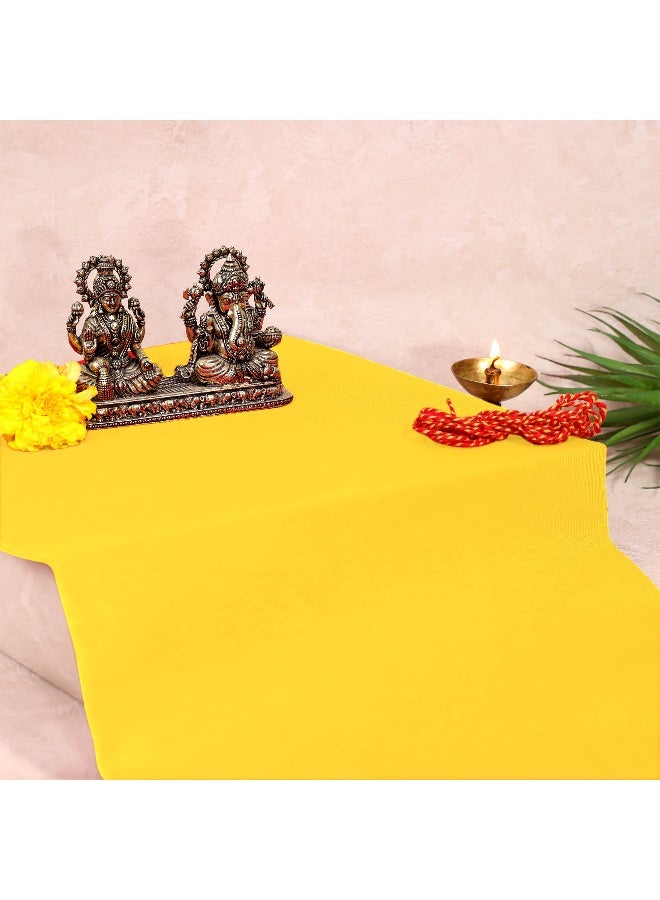 Aksharveda Yellow Altar Cloth – Traditional Temple & Pooja Chowki Decoration Cloth - Image 4