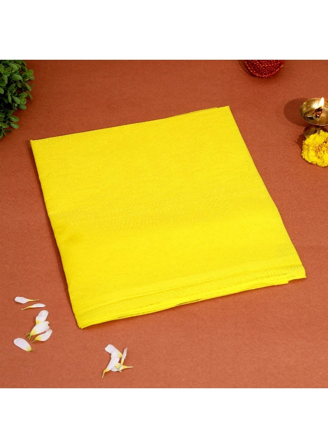 Aksharveda Yellow Altar Cloth – Traditional Temple & Pooja Chowki Decoration Cloth - Image 5