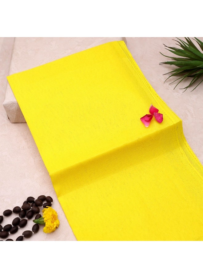 Aksharveda Yellow Altar Cloth – Traditional Temple & Pooja Chowki Decoration Cloth - Image 2