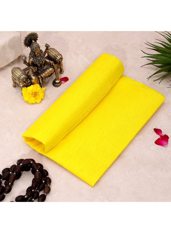 Aksharveda Yellow Altar Cloth – Traditional Temple & Pooja Chowki Decoration Cloth - Image 3