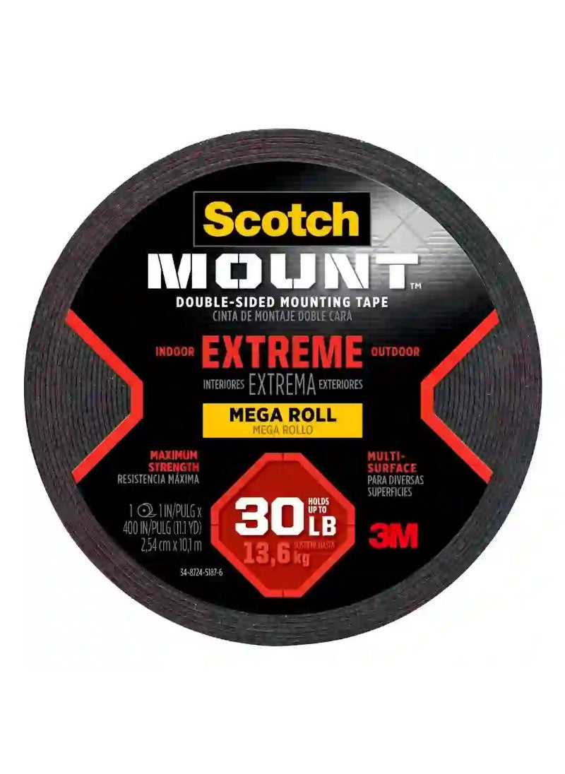 Scotch  Scotch Mount 414H Long DC Double Sided Mounting Tape Mega Roll 25.4 mm x 10.16 m 1 Pieces 
