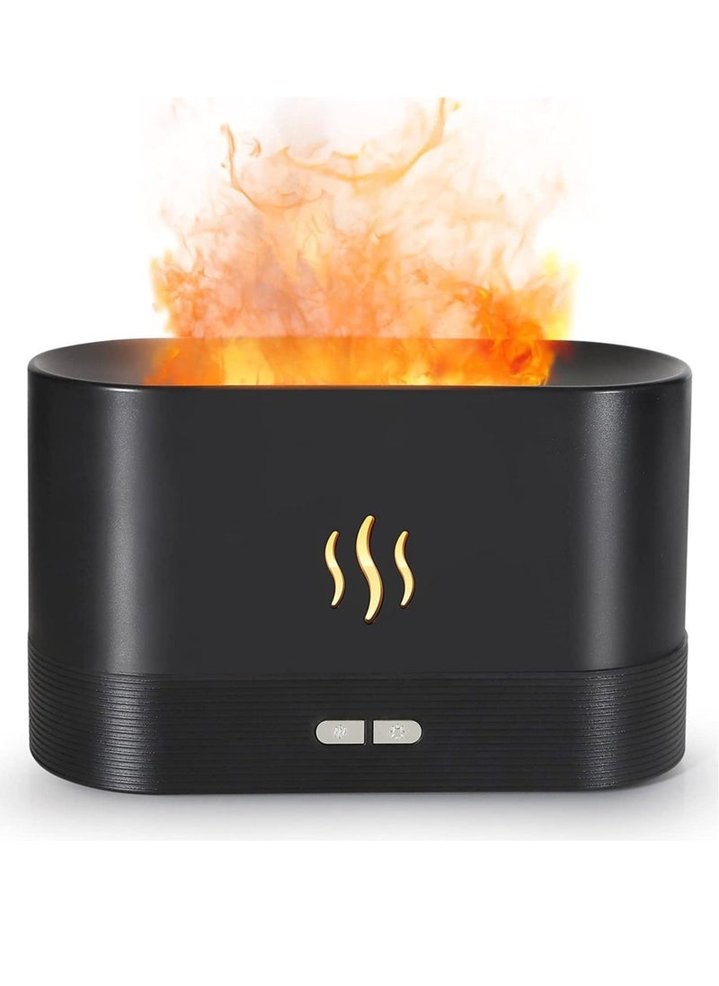 بيوينتي - Flame Diffuser Humidifier-Auto Off 180ml Essential Oil Diffuser-2 Modes Brightness Aroma Humidifier with Fire Flame Effect for Home,Office,Spa,Gym(Black) - Image 1