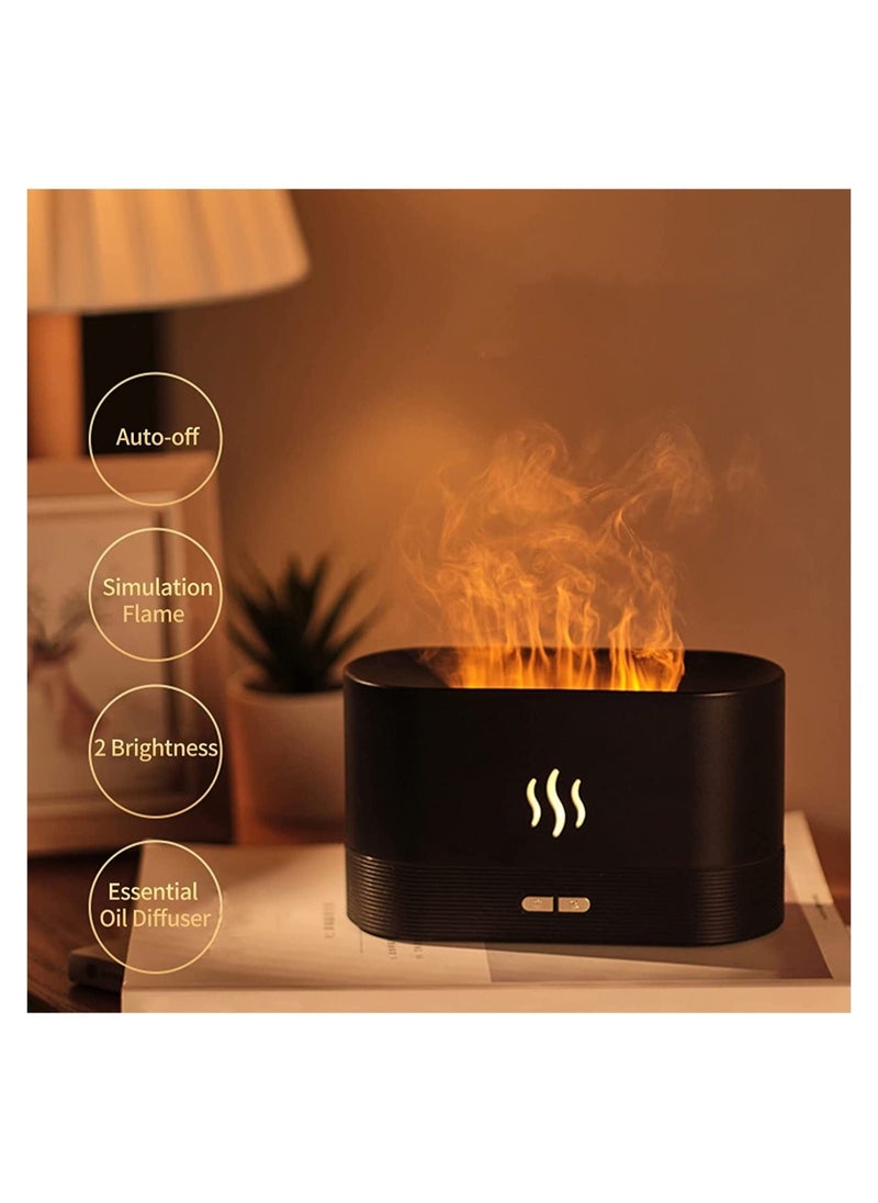 بيوينتي - Flame Diffuser Humidifier-Auto Off 180ml Essential Oil Diffuser-2 Modes Brightness Aroma Humidifier with Fire Flame Effect for Home,Office,Spa,Gym(Black) - Image 1