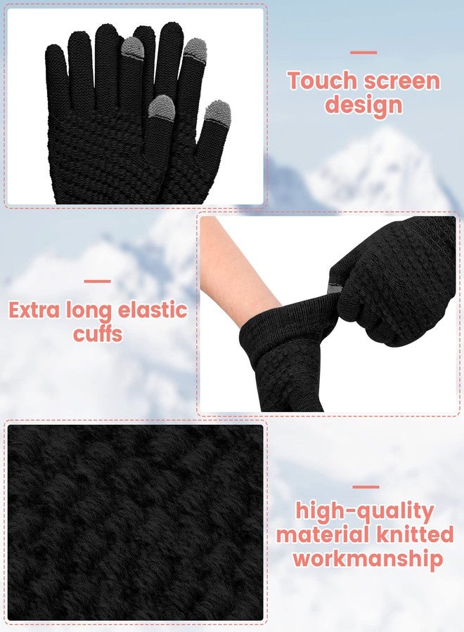 Chuarry 6 Pairs Kids Winter Touchscreen Gloves Fleece Lined Texting Warm Gloves Elastic Cuff Knitted Anti Slip Gloves for Girls (Black) - Image 5
