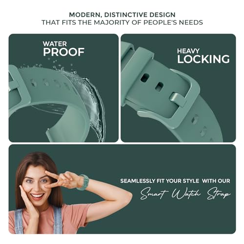 PunnkFunnk Punnk Funnk 20mm Silicone Band Strap with Metal Buckle Compatible with Amazfit GTS 2 Mini, Amazfit Bip/Bip U/Pro/Lite, Bip S, Amazfit GTS/ 2/2e, Amazfit GTR, Samsung Galaxy Watch 4/5 20mm Lugs(Green) - Image 3