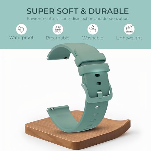 PunnkFunnk Punnk Funnk 20mm Silicone Band Strap with Metal Buckle Compatible with Amazfit GTS 2 Mini, Amazfit Bip/Bip U/Pro/Lite, Bip S, Amazfit GTS/ 2/2e, Amazfit GTR, Samsung Galaxy Watch 4/5 20mm Lugs(Green) - Image 2