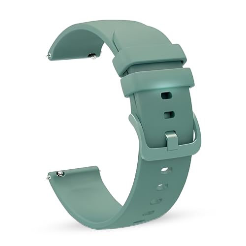 PunnkFunnk Punnk Funnk 20mm Silicone Band Strap with Metal Buckle Compatible with Amazfit GTS 2 Mini, Amazfit Bip/Bip U/Pro/Lite, Bip S, Amazfit GTS/ 2/2e, Amazfit GTR, Samsung Galaxy Watch 4/5 20mm Lugs(Green) - Image 1