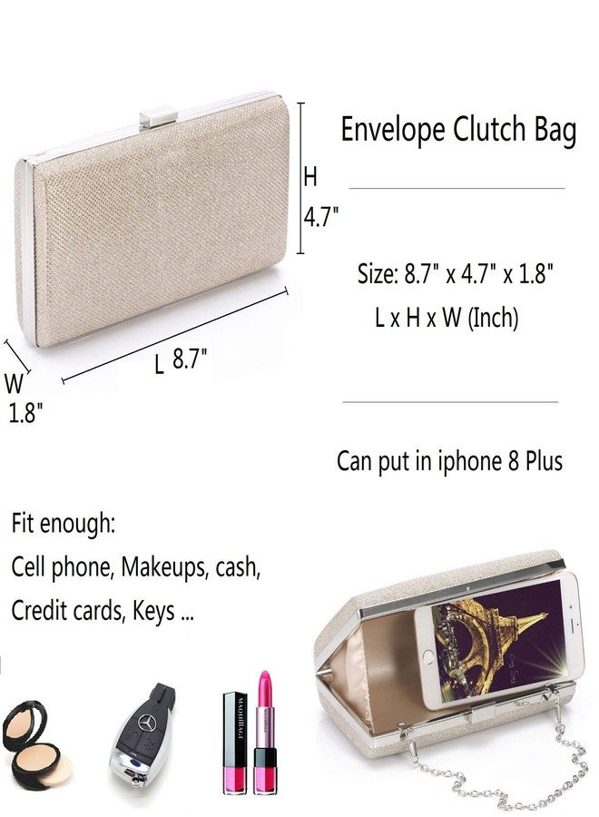 Blukey Women Vintage Bag Envelope Clutch Silver Evening Handbag For Cocktail/Wedding/Party (Champagne) - Image 3