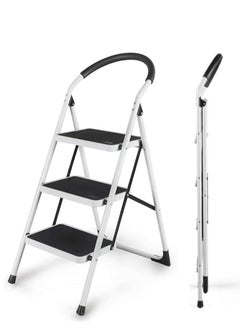 ALMUFARREJ Foldable Ladder 3 Steps, Home Ladder Folding Step Stool with Wide Anti-Slip Pedal, Adults Folding Sturdy Steel Ladder for Home,Kitchen, Garden, Office  - Image 2