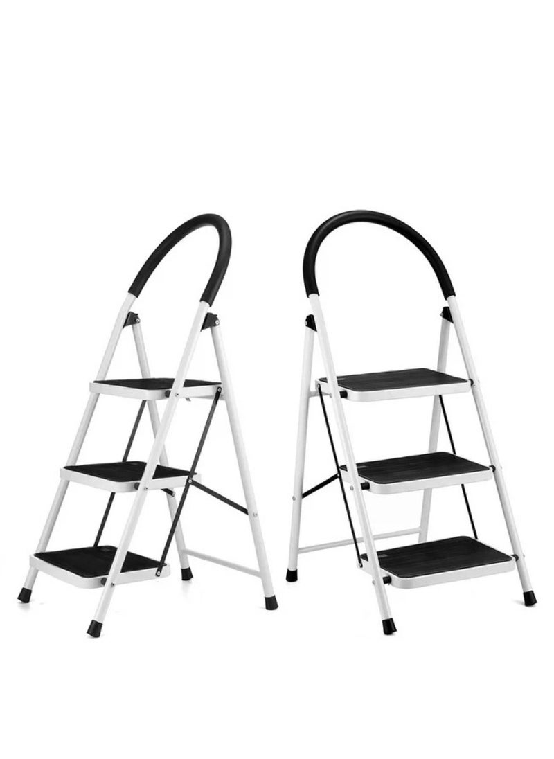 ALMUFARREJ - Foldable Ladder 3 Steps, Home Ladder Folding Step Stool with Wide Anti-Slip Pedal, Adults Folding Sturdy Steel Ladder for Home,Kitchen, Garden, Office - Image 1