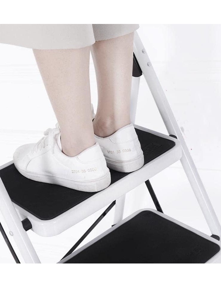 ALMUFARREJ - Foldable Ladder 3 Steps, Home Ladder Folding Step Stool with Wide Anti-Slip Pedal, Adults Folding Sturdy Steel Ladder for Home,Kitchen, Garden, Office - Image 1