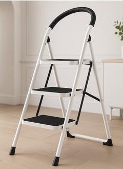 Foldable Ladder 3 Steps, Home Ladder Folding Step Stool with Wide Anti-Slip Pedal, Adults Folding Sturdy Steel Ladder for Home,Kitchen, Garden, Office