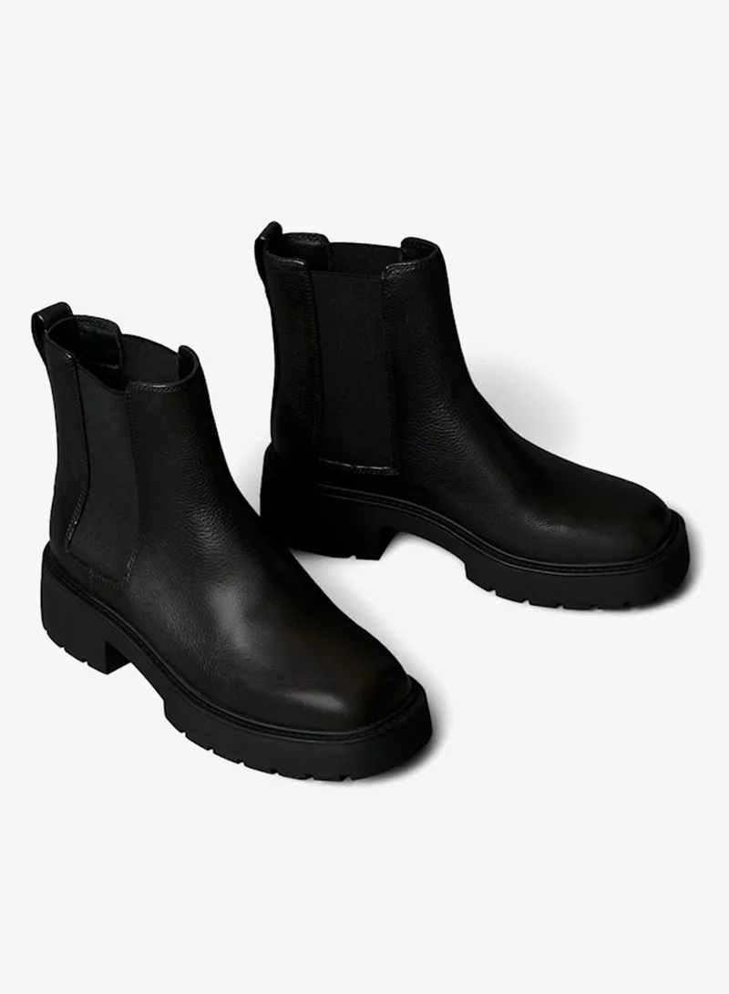 Calvin Klein Jeans Black CK Bold - Leather Chelsea Boots for Women | Best Price UAE