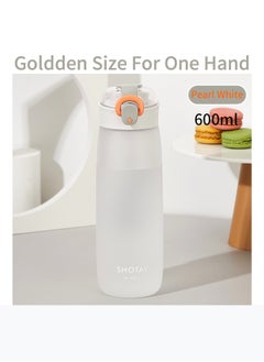 SHOTAY SHOTAY 600 ML Kids & Adults Water Bottles Reusable Leak Proof BPA-Free with Lockable & Fast Flow, One Click Open. For Children School, Office, Gym, Outdoor and Sports White.  - Image 2