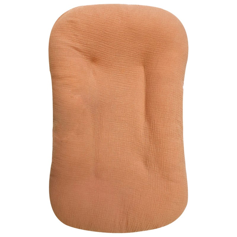 غطاء أريكة الأطفال من الموسلين، غطاء أريكة مبطن للأطفال، غطاء مقعد أرضي للرضع، غطاء من القطن العضوي قابل للإزالة يناسب كراسي الأطفال حديثي الولادة للبنين والبنات (بني) - Image 1