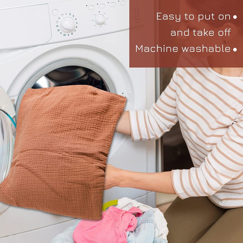 غطاء أريكة الأطفال من الموسلين، غطاء أريكة مبطن للأطفال، غطاء مقعد أرضي للرضع، غطاء من القطن العضوي قابل للإزالة يناسب كراسي الأطفال حديثي الولادة للبنين والبنات (بني) - Image 4