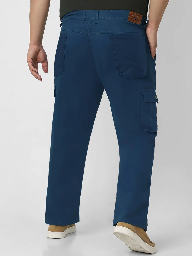 Urbano Fashion  Urbano Plus Men's Royal Blue Regular Fit Solid Cargo Chino Pant with 6 Pockets for Men | Best Price UAE