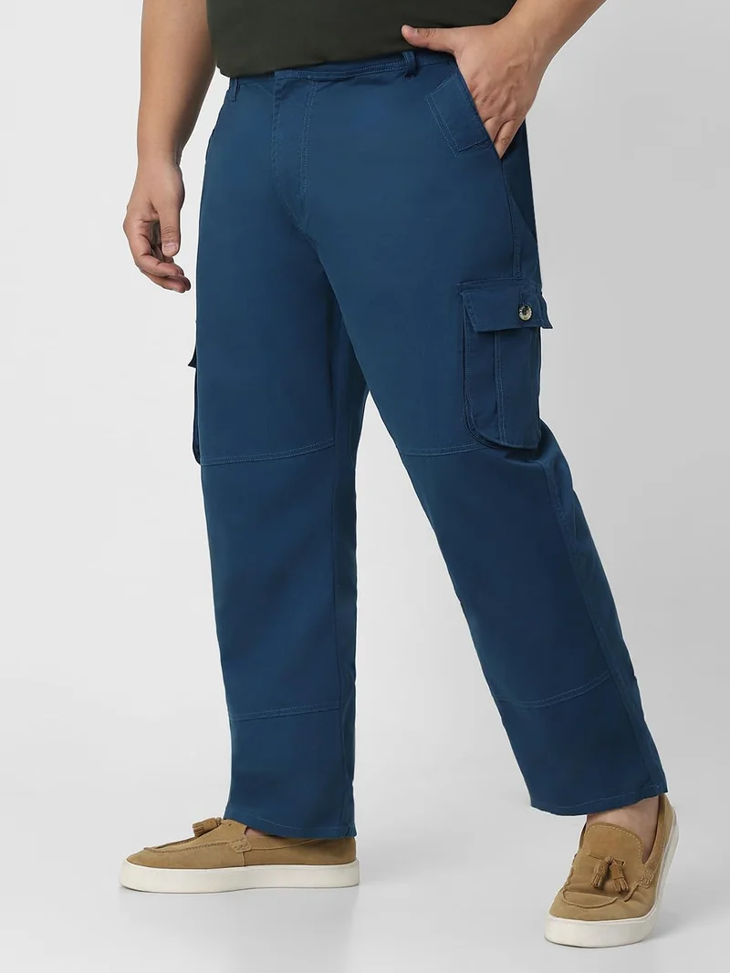 Urbano Fashion  Urbano Plus Men's Royal Blue Regular Fit Solid Cargo Chino Pant with 6 Pockets for Men | Best Price UAE