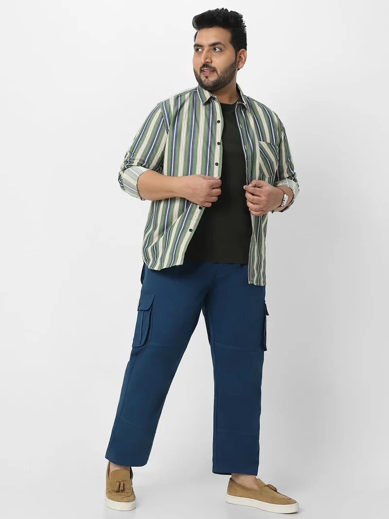 Urbano Fashion  Urbano Plus Men's Royal Blue Regular Fit Solid Cargo Chino Pant with 6 Pockets for Men | Best Price UAE