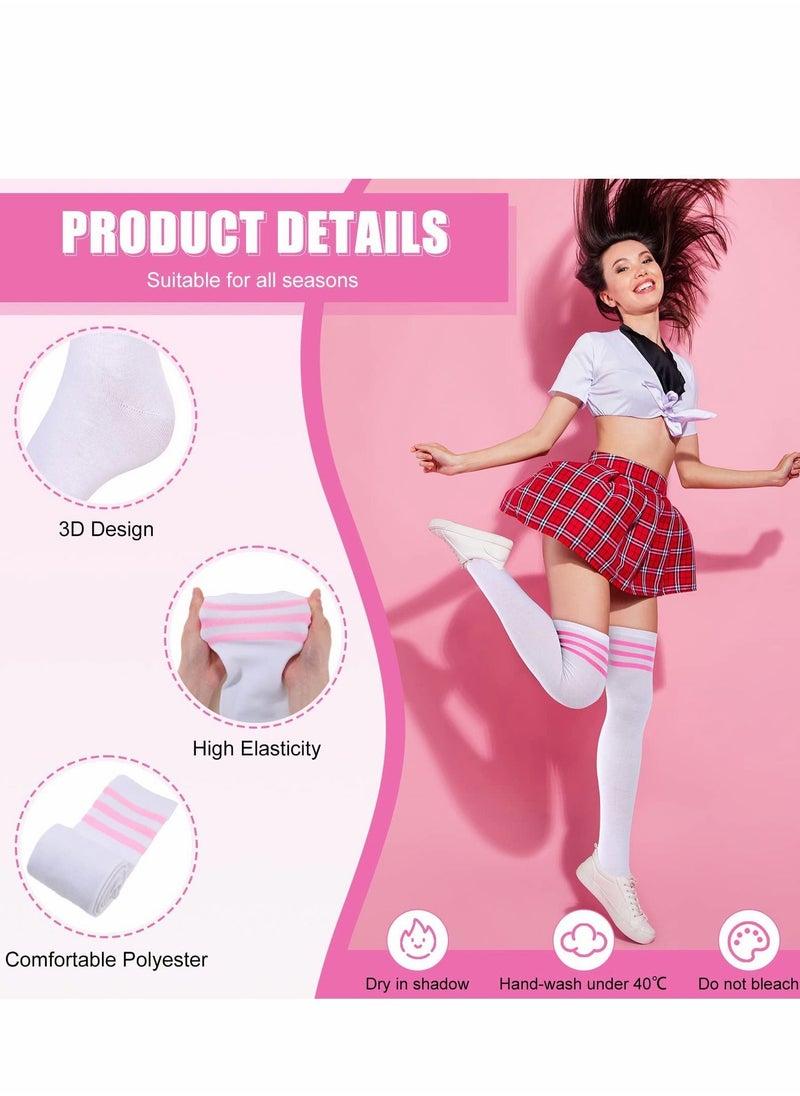 Generic - High Thigh Socks 3 Pairs Women Stripe Tube Dresses Over the Knee Long Stockings Cosplay - Image 1