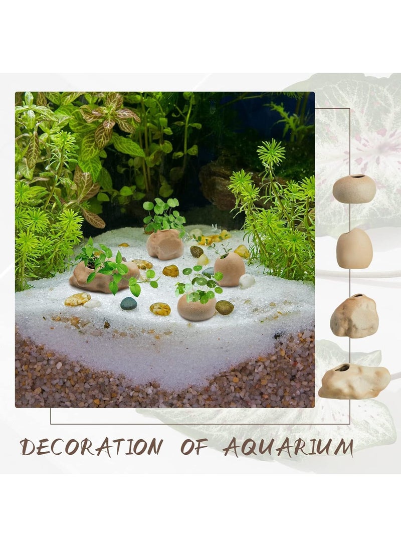 SOLARAE أواني نباتات حوض السمك الخزفية، 8 قطع حوامل نباتات حوض السمك حوامل أكواب مائية زينة حوض السمك لزراعة النباتات - Image 5