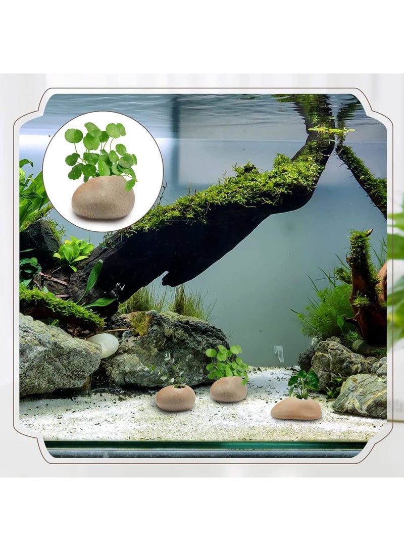 SOLARAE أواني نباتات حوض السمك الخزفية، 8 قطع حوامل نباتات حوض السمك حوامل أكواب مائية زينة حوض السمك لزراعة النباتات - Image 2