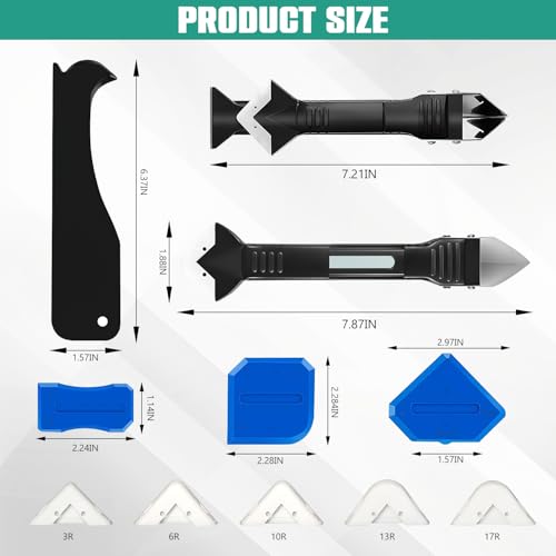 Tecokart® 10 in 1 Caulking Tool Set, Multifunctional Silicone Caulk Tool with 5 Replaceable Pads, Two-Mode Scrapers, Ideal for Kitchen Tools, Bathroom Tiles, Windows, and All Sealing Projects - Image 2