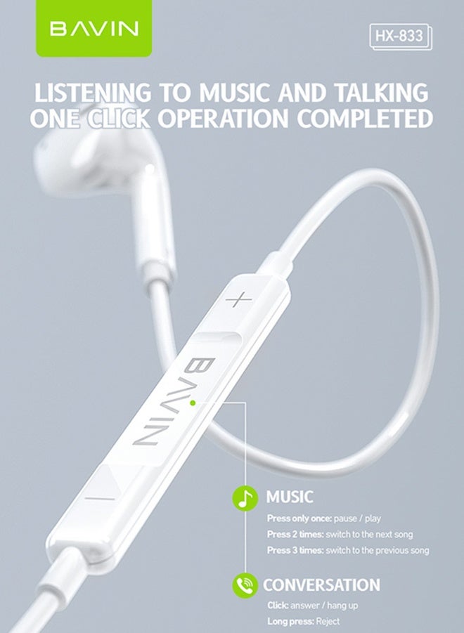 Bavin In-Ear Wired Earphones with Microphone, Hands-Free Calling, Deep Bass, Lightning Connector, Compatible with iPhone 14 and Earlier (White) - Image 5