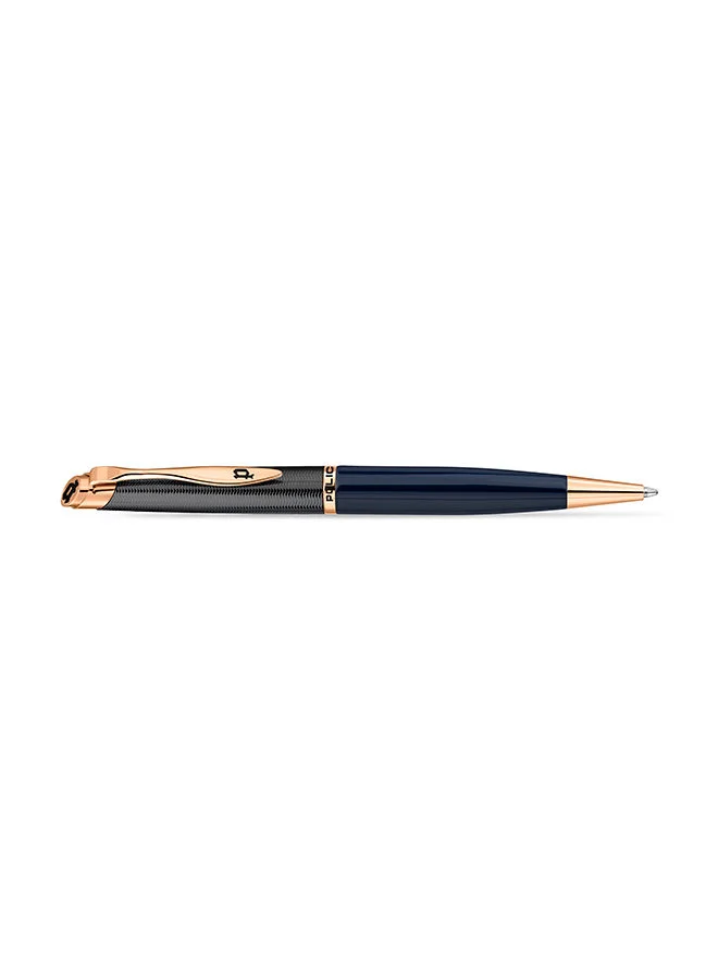 بوليس Police Lucida Grey Blue Stainless Steel Medium Drill Point & Firm Grip Type Blue Ink Pen - PERGB2200204